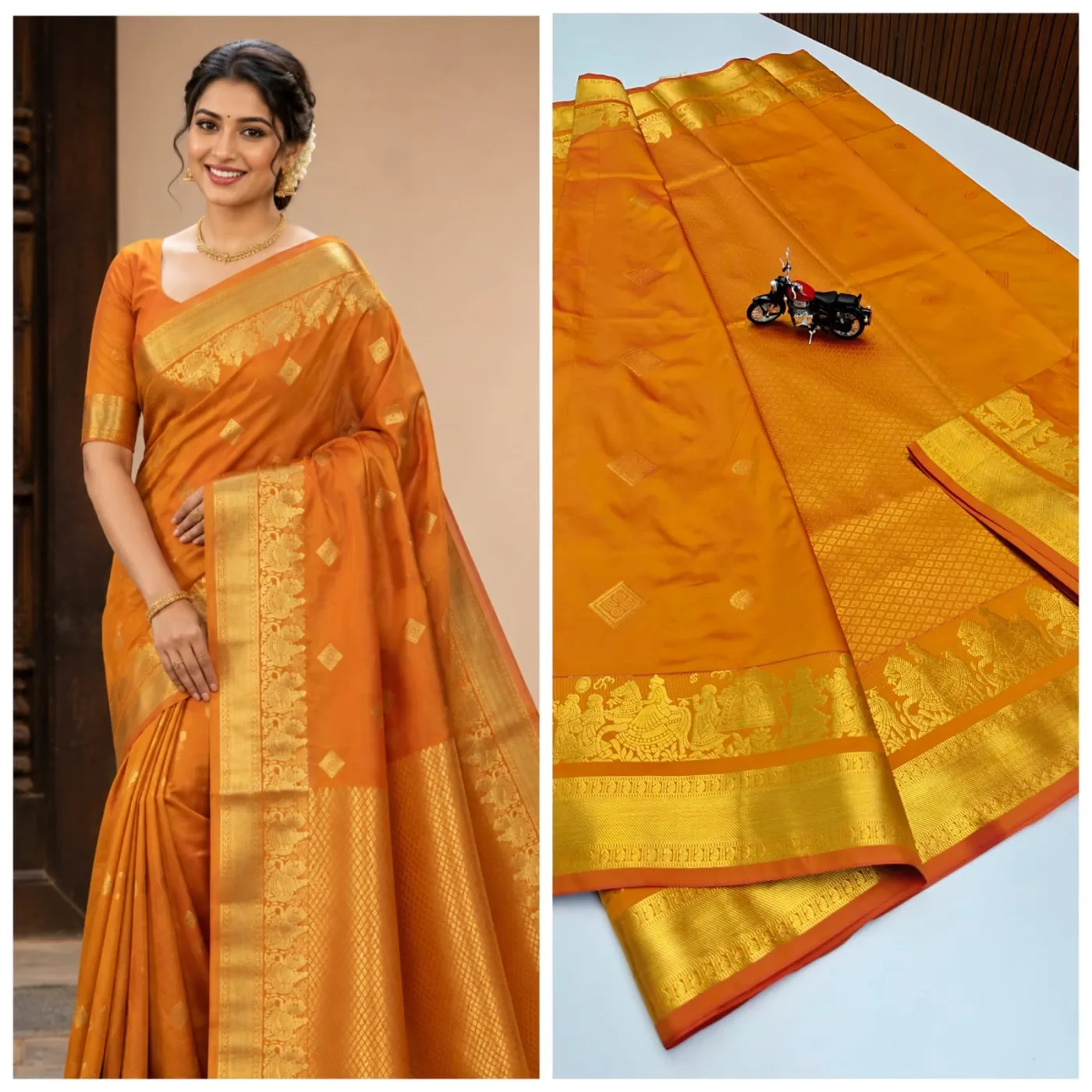 Diamond Butta Double Side Pallakku Border Saree